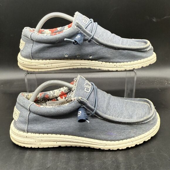 Hey Dude Wally Stretch Blue Mens Size 10 110382600 Comfort Casual Slip On - Picture 1 of 7